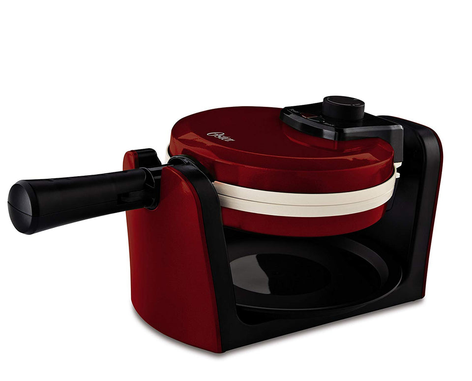 Oster Titanium Infused DuraCeramicVP23TA24 Flip Waffle Maker, Candy Apple Red (CKSTWFBF10MR-TECO)