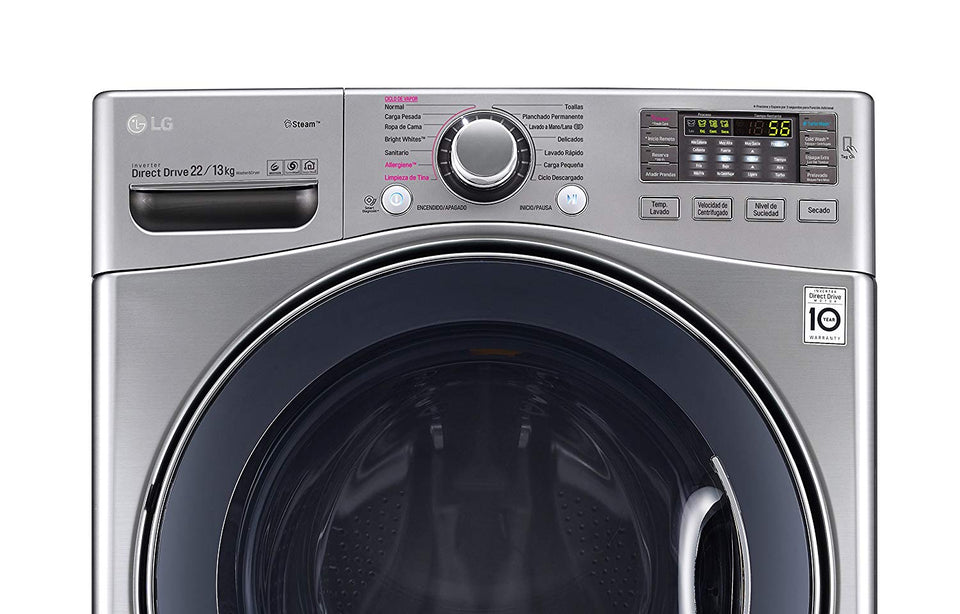 LG WD22VVS6 Lavasecadora Carga Frontal para 22 kg, color Plata