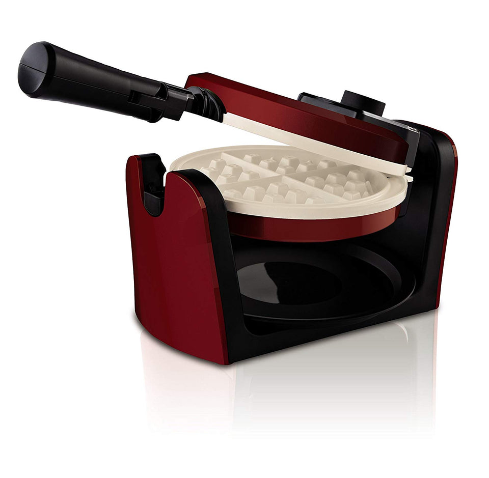 Oster Titanium Infused DuraCeramicVP23TA24 Flip Waffle Maker, Candy Apple Red (CKSTWFBF10MR-TECO)