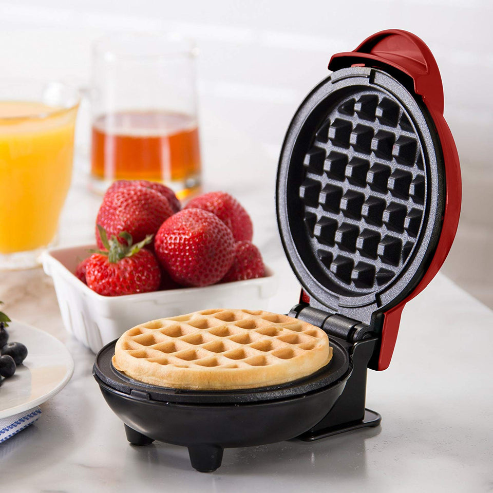 Dash Mini Maker: la mini máquina de hacer gofres para gofres individuales, paninis, hash browns, otros en los desplazamientos, desayuno, almuerzo o aperitivos, Rojo, Pequeño, 1