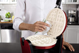 Oster Titanium Infused DuraCeramicVP23TA24 Flip Waffle Maker, Candy Apple Red (CKSTWFBF10MR-TECO)