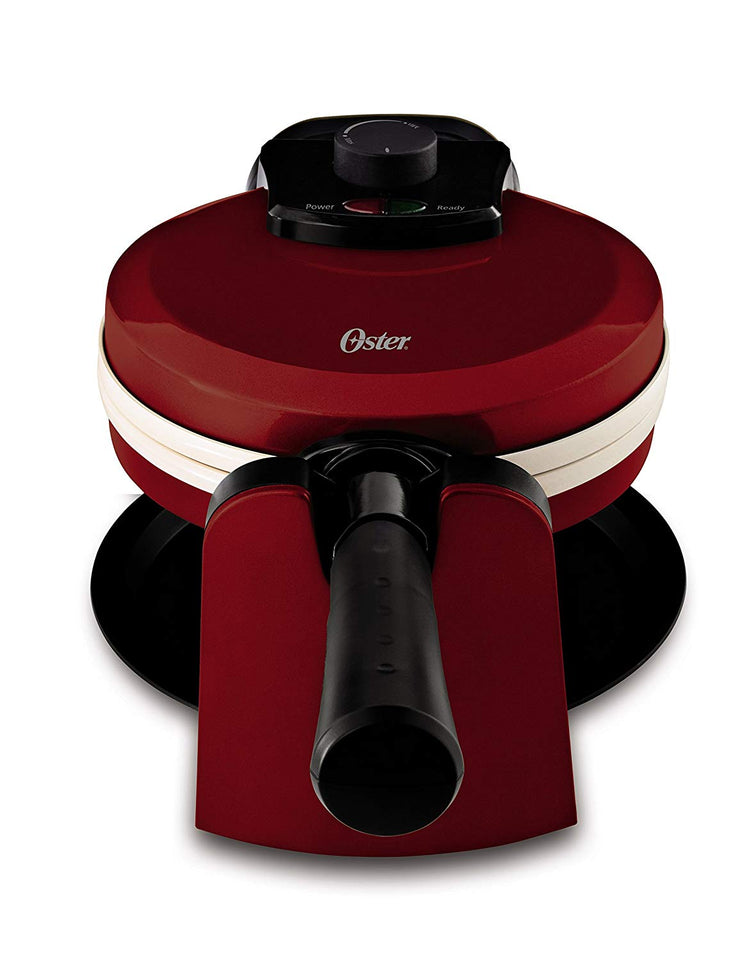 Oster Titanium Infused DuraCeramicVP23TA24 Flip Waffle Maker, Candy Apple Red (CKSTWFBF10MR-TECO)
